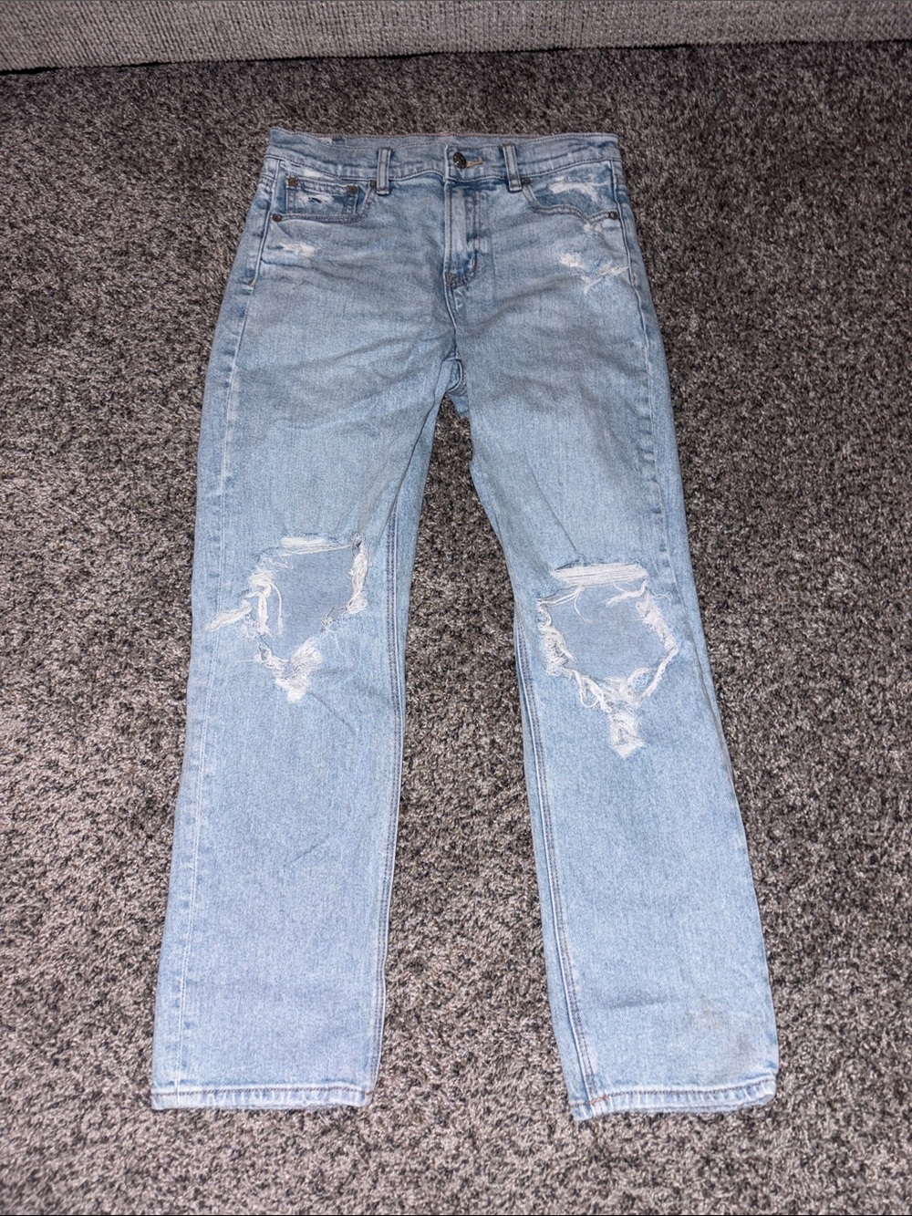 American Eagle Outfitters Light Blue Distressed Straight Jeans